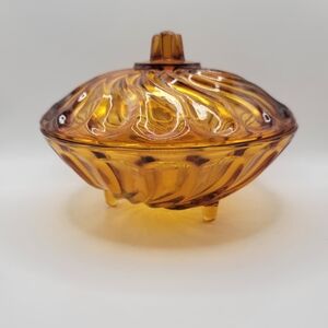 Modern Pressed Glass Footed Bowl with Lid | Nadir Figueiredo